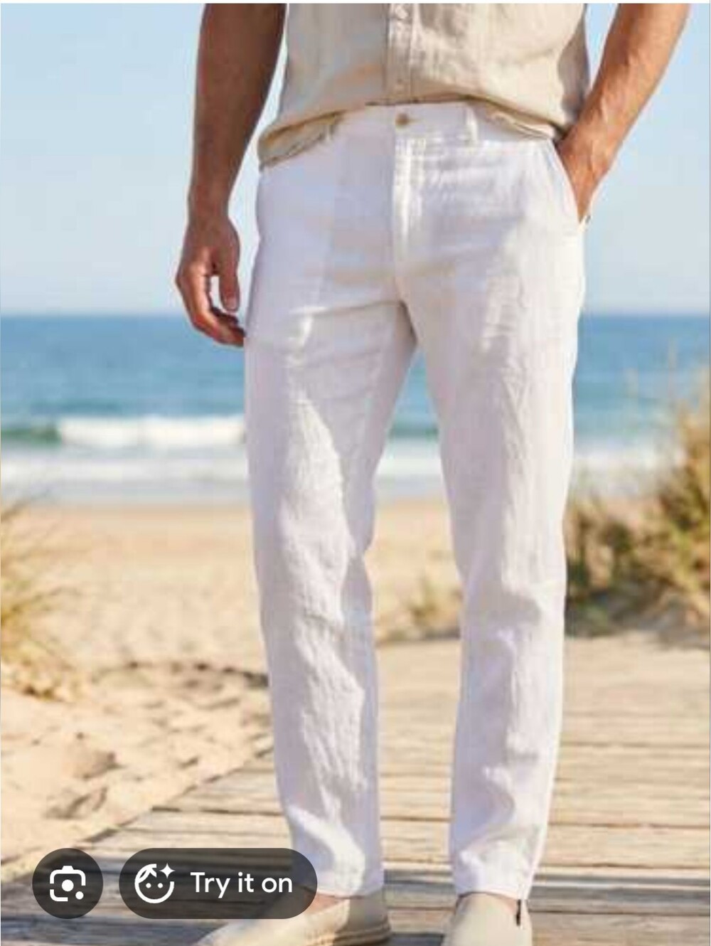 NWT Porter & Ash  Men's Lightweight 100% Linen  Pants in White Sz W32/L28